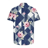 Uorcsa Dupke za prozračivanje kratkog rukava Blok Pocket Beach Hawaii Print Muns majica Plava