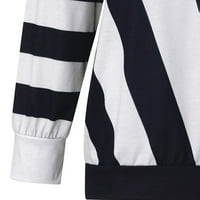 Žene tunike, majice s dugim rukavima za žene vrhovi patchwork print V-izrez majice pulover crne s