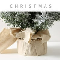 Snowflake je pala božićna drvca, FAU mini božićno drvce, baza BURLAP baza Xmas Tree Home uredski stol