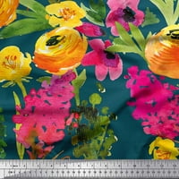Soimoi ljubičasti pol georgette tkanina od lišća i cvjetnog tiskanog tkanina široko