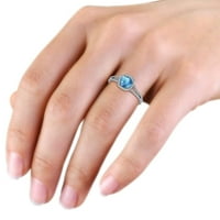 Blue Topaz i dijamantni zaručnički prsten 1. CT TW u 14k bijelo zlato .Size 8.5