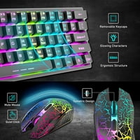 Wireless Gaming tastatura i miš sa ergonomskim ključem Rainbow LED pozadinsko osvjetljenje Mehanički