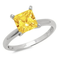 CT sjajna princeza Clear Simulirani dijamant 14k bijeli zlatni pasijans prsten sz 4