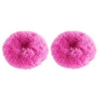 Vruće ružičaste pom pom kosi za kosu Fuzzy Hilchies Furry kosu sa FAU Rabbitom krznene fluffne elastične