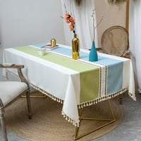 Tureclos plava zelena pruga stolnjak za obrnuto stol za obrnute stol za kavu vez za vez za rezanje stolnjak