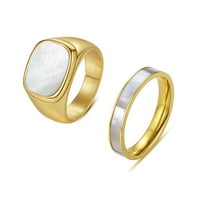 Chunky prstenovi od nehrđajućeg čelika za žene Zlatna majka bisernog prstena