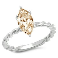 2CT Marquise Cut Yellow Moissine 18k bijelo zlatni godišnjica za angažman prsten veličine 5.5