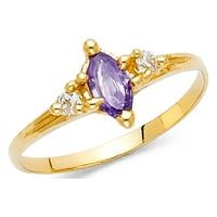 Jewels LU 14K Žuto zlatne dame okrugle kubične cirkonije CZ Modna godišnjica prstena veličine 8.5