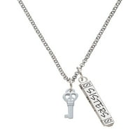 Delight nakit silvertone mini otvori mirov srčani ključ Silverters Best Friends Forever Bar Charm ogrlica,