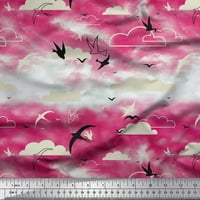 Soimoi Crepe svilene tkanine oblaci i leteći swift ptica za štampanje tkanine uz dvorište široko