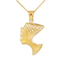 Kraljica Nefertiti Filigranska privjeska ogrlica: 14k Privjesak sa 18 lancem