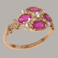 Britanci napravio 18K ružičastog zlata sintetička cirkonija i prirodno rubin ženski rubni prsten - Opcije