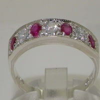 Sterling srebrni prirodni dijamant i rubin ženski prsten
