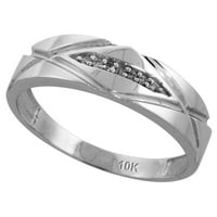 10k bijeli zlatni muški dijamantski vjenčani prsten širokog veličina 10,5