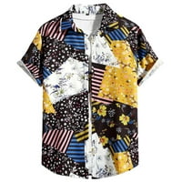 Muška ležerna ljetna gumba dolje majice v izrez kratki rukav bluza s patchwork bojom blok majice Slouchy