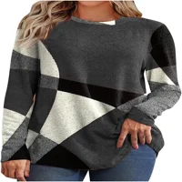 Ženska boja Block prugasti vrhovi majica s dugim rukavima Crewneck džemperi