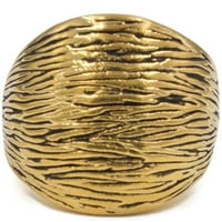Veliki zakrivljeni zlatni tanjur od 14k od 14k, crni antikni akcentni prsten