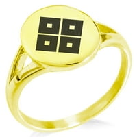Nehrđajući čelik Kamei samurai Crest minimalistički ovalni top polirani izjava fićinski prsten