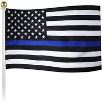 Tanka plava linija, američka zastava sa čvrstim i izdržljivim mesinganim grombotama - crna bijela i
