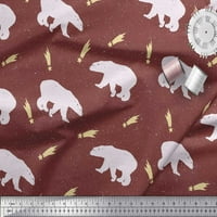 Soimoi smeđa modalna satenska tkanina pada zvijezda i polarni medvjed životinjski dekor tkanini otisnuti