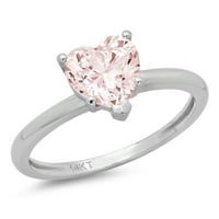 1CT Heart Cut ružičasti simulirani dijamant 14k bijelo zlato Graviranje Izjava bridalne godišnjice Angažovanje