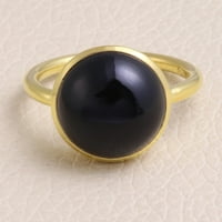Zemlja dragulja Nakit Black ony prsten sterling srebrni prsten ručno rađeni prsten za prsten za žene