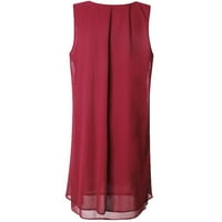Ženske haljine scoop vrat čvrste a-line midi haljina, ležerna ljetna haljina s dugim rukavima WINE 5XL