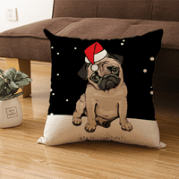 Božićni simpatici bacaju simpatični poklopac simpatični ljubimac jastuk navlaka mačke psi u santa šeširima