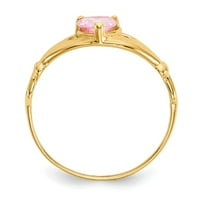14K žuti zlatni prsten za prsten tematsko litobrovni kubični cirkonijum CZ Pink, veličina 9