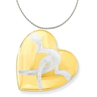 Karat u karasu sterling srebrni zlato povezani srca s klizačem za srce privjesak sa srebrnim oblikovanjem
