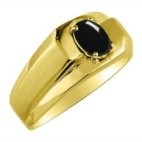 Muški prstenovi žuti pozlaćeni srebrni prsten klasični pasijans 7x ovalni oblik Gemstone Designer Band