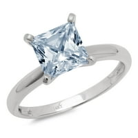 1. CT sjajna princeza Clear Simulirani dijamant 14k bijeli zlatni pasijans prsten sz 8