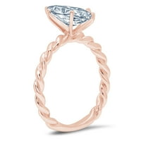 2. CT sjajan markizni rez simulirani plavi dijamant 14k Rose Gold Solitaire prsten SZ 5.5