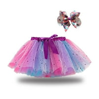 SHPWFBE Dječji djevojke Party Dance Ballet Splice Rainbow Suknja za tulle + luk Frizure stvari za teen