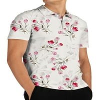 Muški atletički ispis polo majica Men Classic Fit Majica Sport rever izrez Basic Bluza