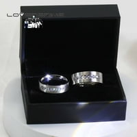 Dva prstenasti vjenčani prsten njegove i njene parove žene Diamond CZ MAN Titanium svadbeni bendovi