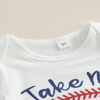 Baby Girl Boy Baseball Outfit Pismo Ispis kratkih rukava Romaša Onesie bejzbol hlače Hat ljetna odjeća