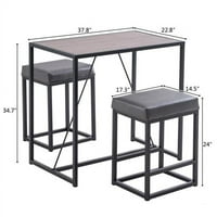 Fithood Set za blagovanje, blagovaonica za 2, stolice i pune stolice, orah boja i siva