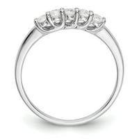 0.25ct. CZ Čvrsta real 14k bijeli zlatni prsten za vjenčanje od 5 kamena