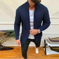 SNGXGN muški džemperi puni zip debeli pletene polo majice džemperi kabeli pleteni džemper, plava, veličine