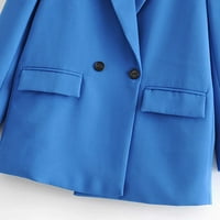 Ženska casual jakna blezer dugih rukava labav fit bleder čvrsto radno odijelo ugrađenu jaknu dugačak