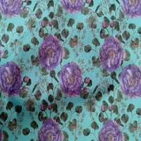 Onuone pamuk poplin arktički plavi listovi tkanine i cvjetni opterećenje otkucaju tiskane šivaće tkanine