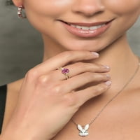 Gem Stone King 1. CT Pink Mystic Topaz srebrni i 10k žuti zlatni laboratorij uzgojili dijamantni prsten