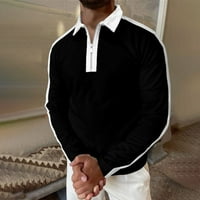 Polo majice za muškarce muške casual splice patent zatvarača na vrhu nacrtaju bluza s dugim rukavima
