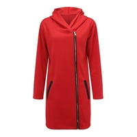 Ženski kaput topli džep bočni patentni zatvarač plus jakna s kapuljačom sa kapuljačom zimskog modnog