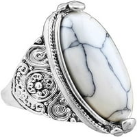 Angažman ljubavni prsten vjenčani prsten ženka boemian retro ovalni tirkizni antikni srebrni rezbareni