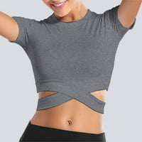 SunhillsGrace majice za ženske usjevne vrhove Tummy Cross Crew Crt Short Boveve Sportska majica za Yoga