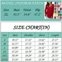 Bluze HHEI_K Plus za žene Ženski modni dugi rukav V-izrez Dugme Solid Colore Ležerne prilike