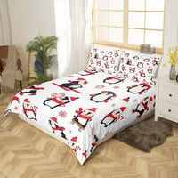 Božićne posteljine KING XMAS Komforper Cover Crno-bijelo prekrivač poklopca Slatka bowknot krevet za