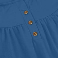 Amousa Women V-izrez Čvrsta kratkih rukava nagli ruffle ruffle tunic gumb za bluze majice majice za